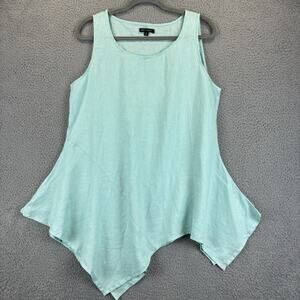 100% Linen Top Beachy Lagenlook Medium Coastal Artsy Minimal Asymmetric Natural